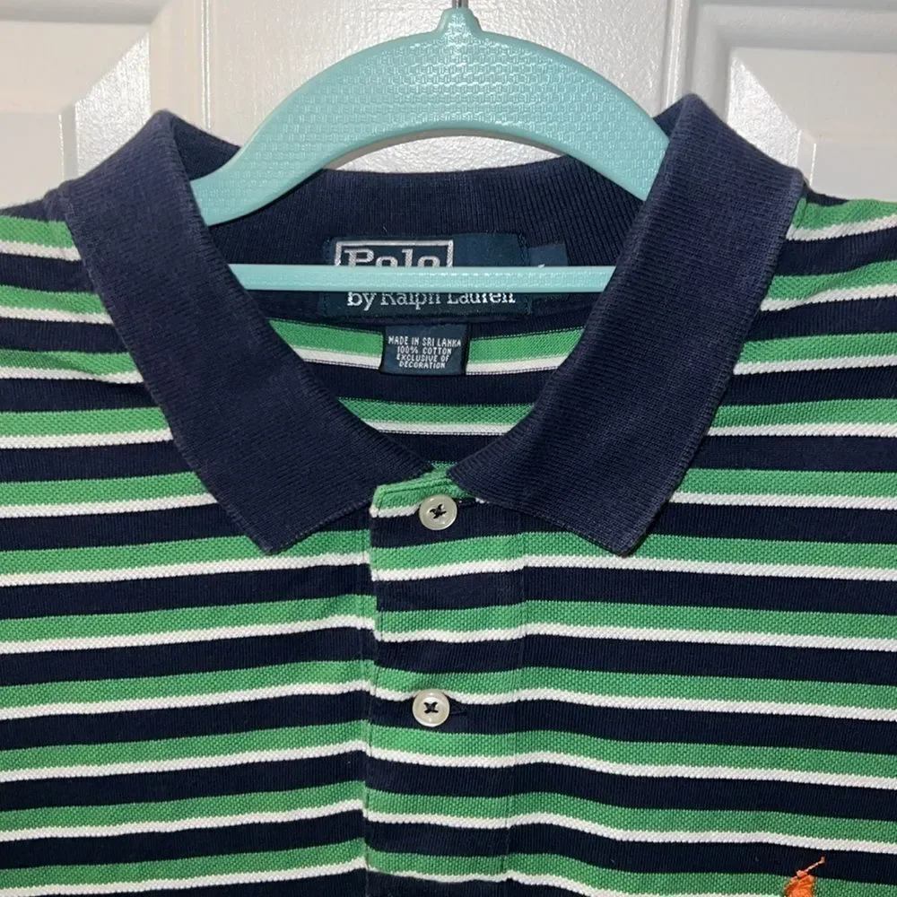 Polo Ralph Lauren shirt blue green white orange
